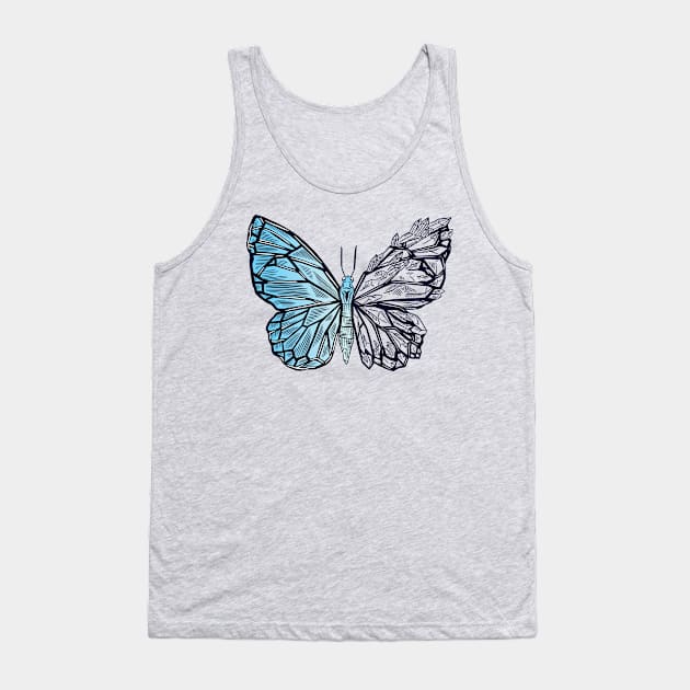 Blue crystal style Monach butterfly illustration design Tank Top by Anonic